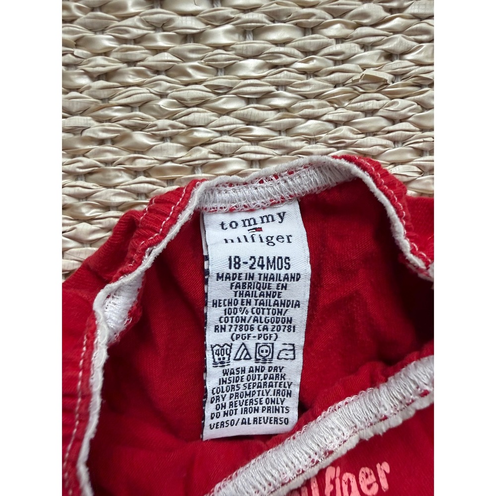 Tommy Hilfiger Girls Red Hibiscus Surf Graphic Cotton Dress 18-24 Y2K vintage - Picture 2 of 5